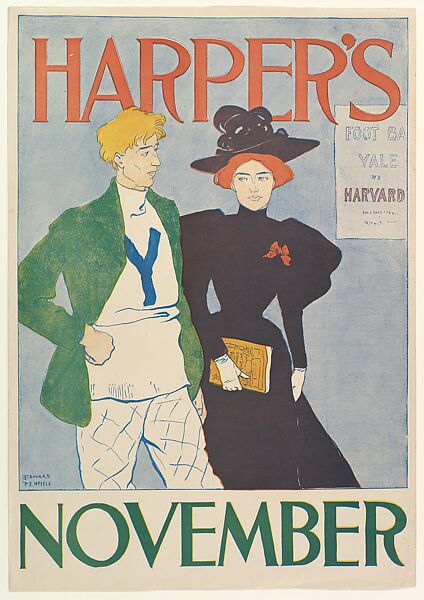 Harper's: November, Edward Penfield (American, Brooklyn, New York 1866–1925 Beacon, New York), Color lithograph 