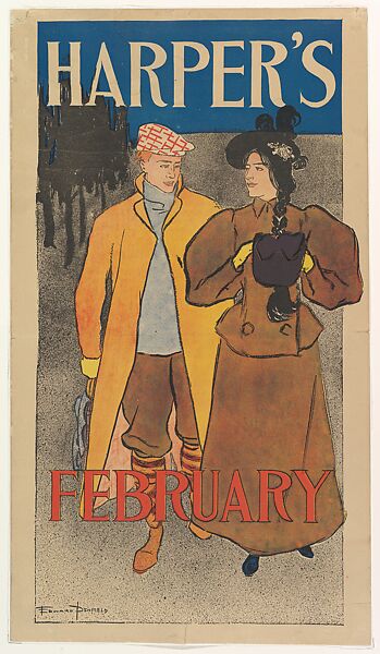 Harper's: February, Edward Penfield (American, Brooklyn, New York 1866–1925 Beacon, New York), Lithograph 