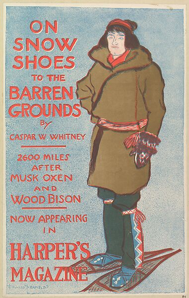 Harper's Magazine: On Snow Shoes to the Barren Grounds, Edward Penfield (American, Brooklyn, New York 1866–1925 Beacon, New York), Lithograph 