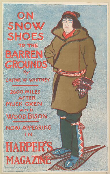 Harper's Magazine, On Snow Shoes to the Barren Grounds, Edward Penfield (American, Brooklyn, New York 1866–1925 Beacon, New York), Lithograph 