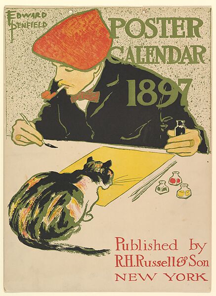 R.H. Russell Poster Calendar 1897, Edward Penfield (American, Brooklyn, New York 1866–1925 Beacon, New York), Color lithograph 
