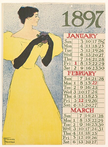 January, February, March 1897, Edward Penfield (American, Brooklyn, New York 1866–1925 Beacon, New York), Lithograph and commercial relief process 