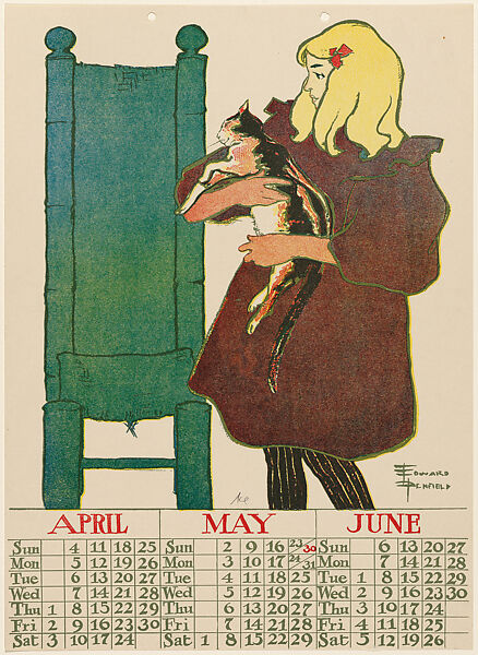 Poster Calendar 1897: April, May, June, Edward Penfield (American, Brooklyn, New York 1866–1925 Beacon, New York), Lithograph and relief process 