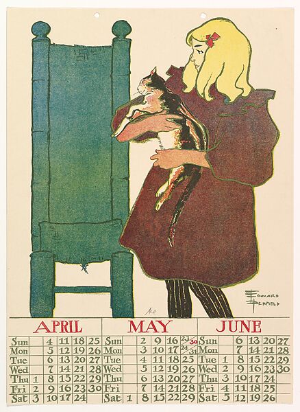 Poster Calendar 1897: April, May, June, Edward Penfield (American, Brooklyn, New York 1866–1925 Beacon, New York), Lithograph and relief process