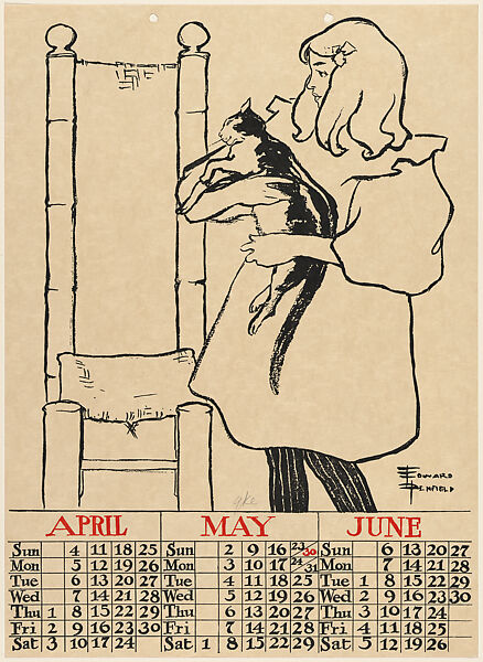 Proof for Poster Calendar 1897: April, May, June, Edward Penfield (American, Brooklyn, New York 1866–1925 Beacon, New York), Lithograph and relief process 