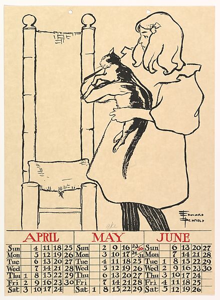 Proof for Poster Calendar 1897: April, May, June, Edward Penfield (American, Brooklyn, New York 1866–1925 Beacon, New York), Lithograph and relief process