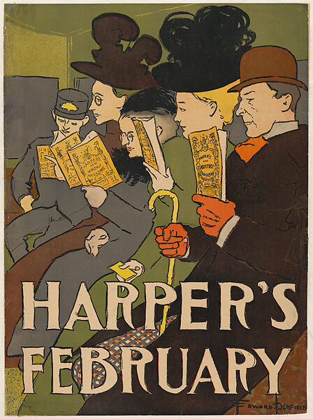 Harper's, February, Edward Penfield (American, Brooklyn, New York 1866–1925 Beacon, New York), Lithograph 