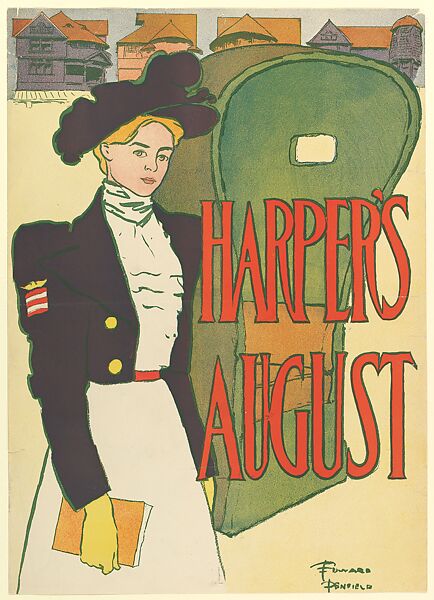 Harper's, August, Edward Penfield (American, Brooklyn, New York 1866–1925 Beacon, New York), Color lithograph 