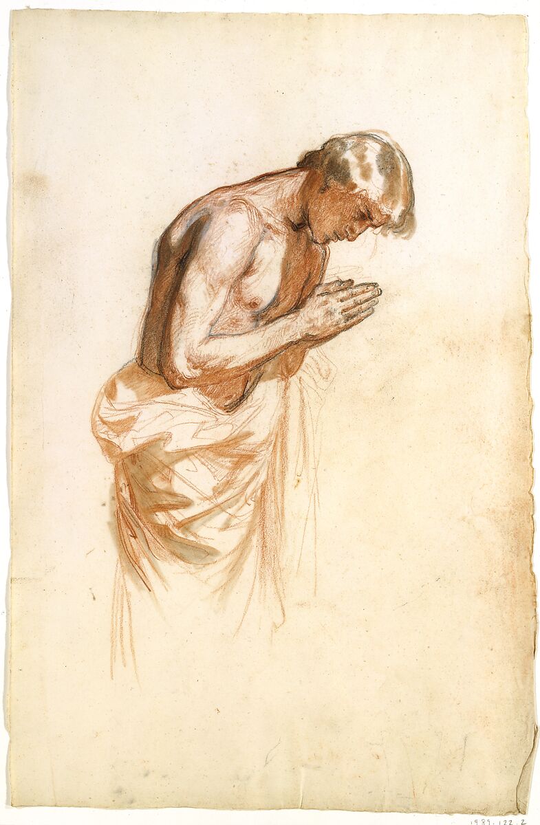 Study for Clovis (middle register; study for wall paintings in the Chapel of Saint Remi, Sainte-Clotilde, Paris, 1858), Isidore Pils (French, Paris 1813/15–1875 Douarnenez), Red, black, and white chalk, stumped