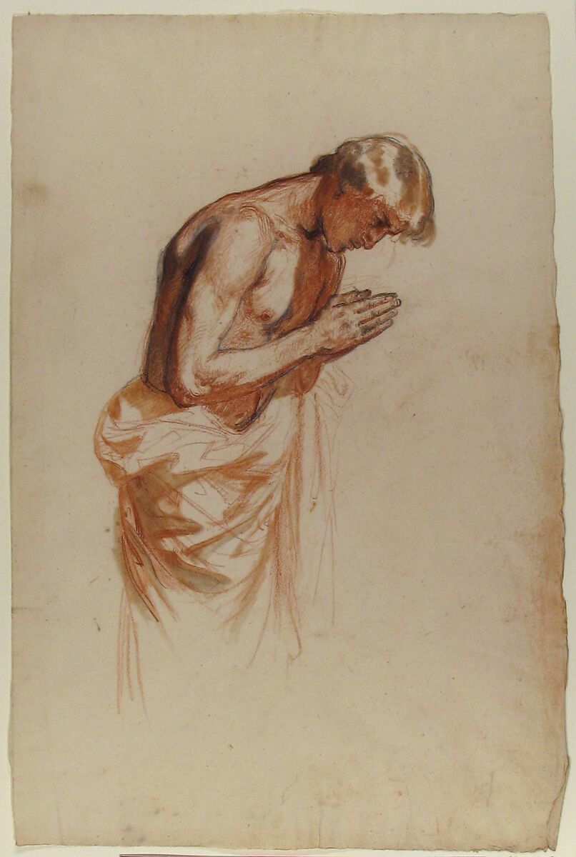 Study for Clovis (middle register; study for wall paintings in the Chapel of Saint Remi, Sainte-Clotilde, Paris, 1858), Isidore Pils (French, Paris 1813/15–1875 Douarnenez), Red, black, and white chalk, stumped