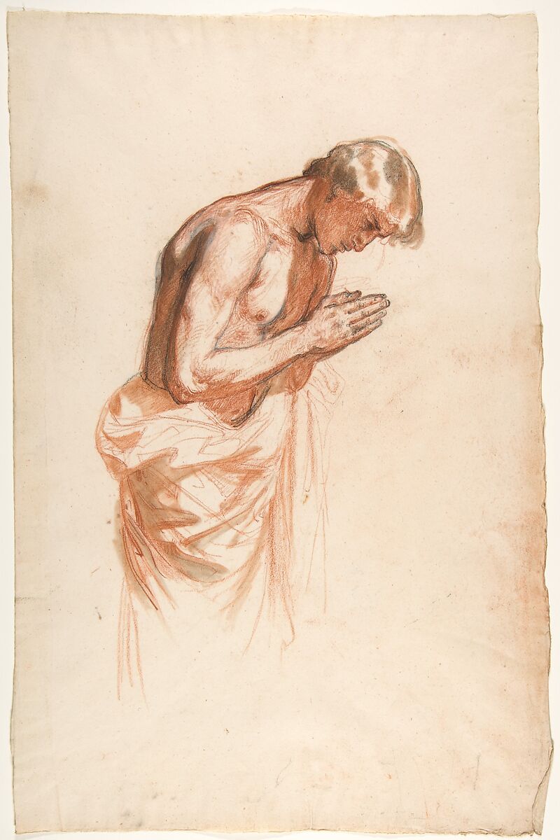 Study for Clovis (middle register; study for wall paintings in the Chapel of Saint Remi, Sainte-Clotilde, Paris, 1858), Isidore Pils (French, Paris 1813/15–1875 Douarnenez), Red, black, and white chalk, stumped 