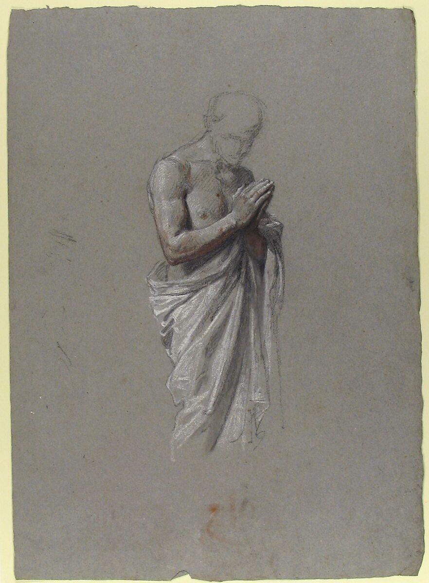 Study for Clovis (middle register; study for wall paintings in the Chapel of Saint Remi, Sainte-Clotilde, Paris, 1858), Isidore Pils (French, Paris 1813/15–1875 Douarnenez), Black, white, and red chalk on gray paper