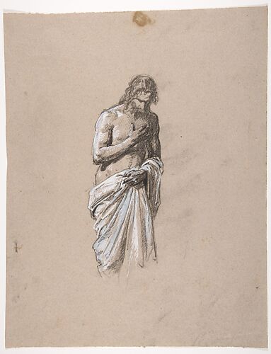 Study for Clovis (middle register; study for wall paintings in the Chapel of Saint Remi, Sainte-Clotilde, Paris, 1858); verso:  Head of a Soldier (unrelated to Sainte-Clotilde decorations)