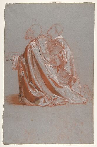 Two Bishops (lower register; study for wall paintings in the Chapel of Saint Remi, Sainte-Clotilde, Paris, 1858)