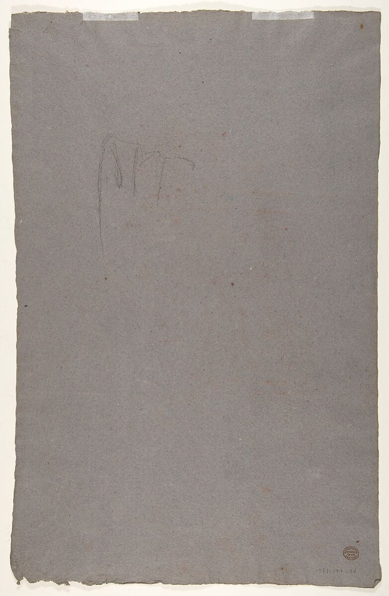 Drapery Study for a Bishop (lower register); verso:  Sketch of a sleeve; (studies for wall paintings in the Chapel of Saint Remi, Sainte-Clotilde, Paris, 1858), Isidore Pils (French, Paris 1813/15–1875 Douarnenez), Black chalk, stumped, white and red chalk, on dark gray paper (recto); black chalk (verso)