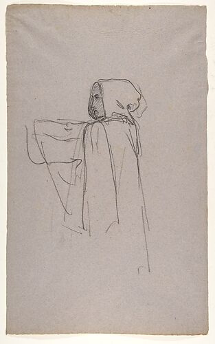 Monk (lower register); verso:  Drapery Study for a Bishop (lower register); (studies for wall paintings in the Chapel of Saint Remi, Sainte-Clotilde, Paris, 1858)