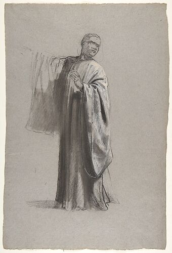 Drapery Study for a Cleric (lower register); verso:  Sleeve of a Cleric; (studies for wall paintings in the Chapel of Saint Remi, Sainte-Clotilde, Paris, 1858)
