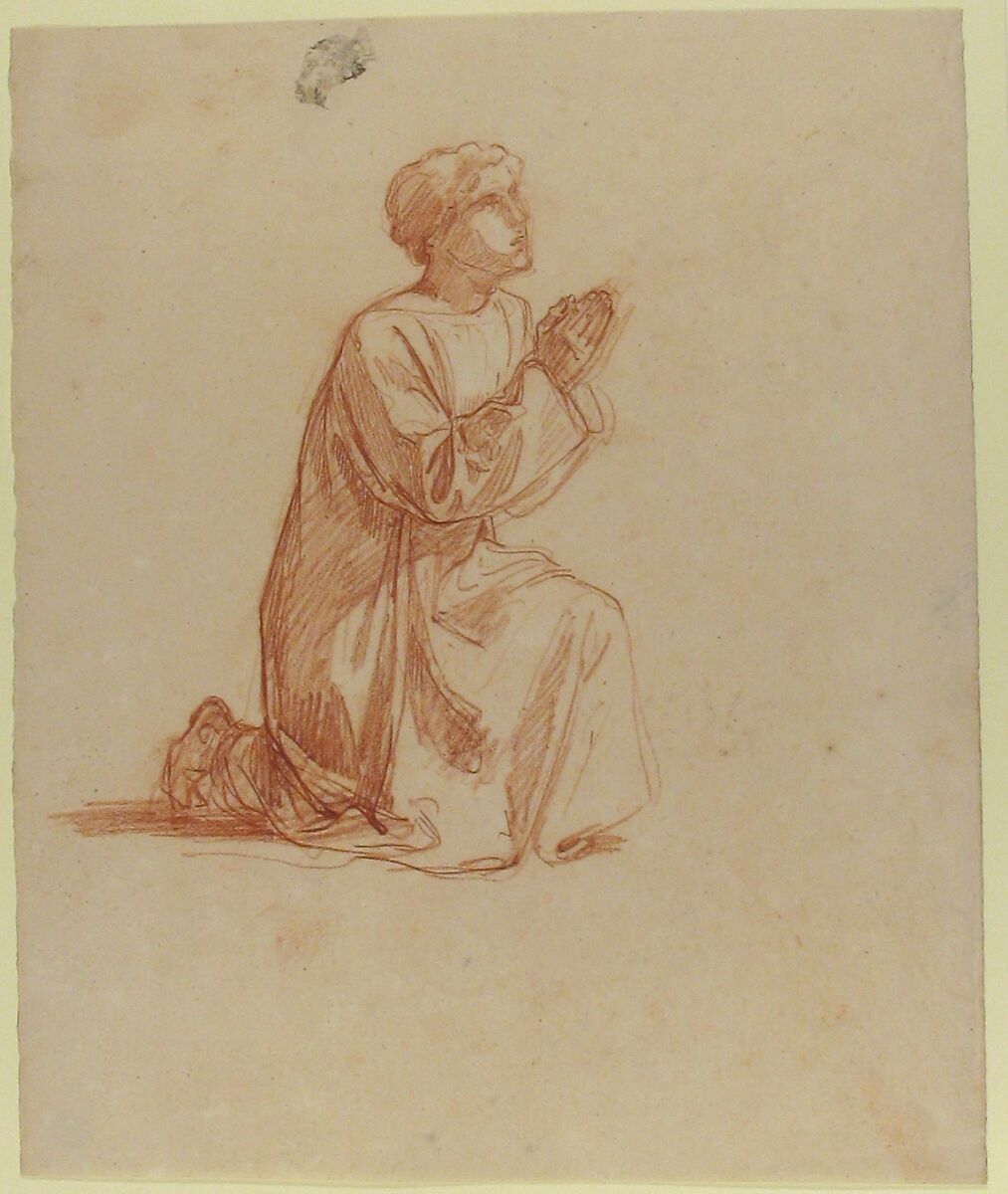 Cleric (lower register; study for wall paintings in the Chapel of Saint Remi, Sainte-Clotilde, Paris, 1858), Isidore Pils (French, Paris 1813/15–1875 Douarnenez), Red chalk