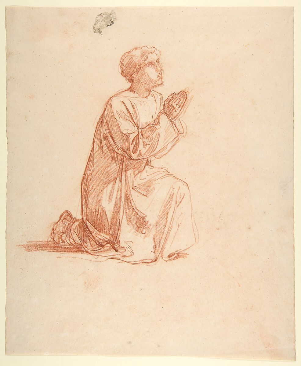 Cleric (lower register; study for wall paintings in the Chapel of Saint Remi, Sainte-Clotilde, Paris, 1858), Isidore Pils (French, Paris 1813/15–1875 Douarnenez), Red chalk 