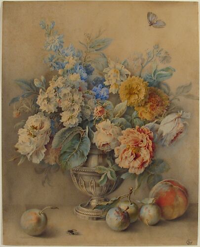 Flowers in a Silver Caster, Fruit in the Foreground