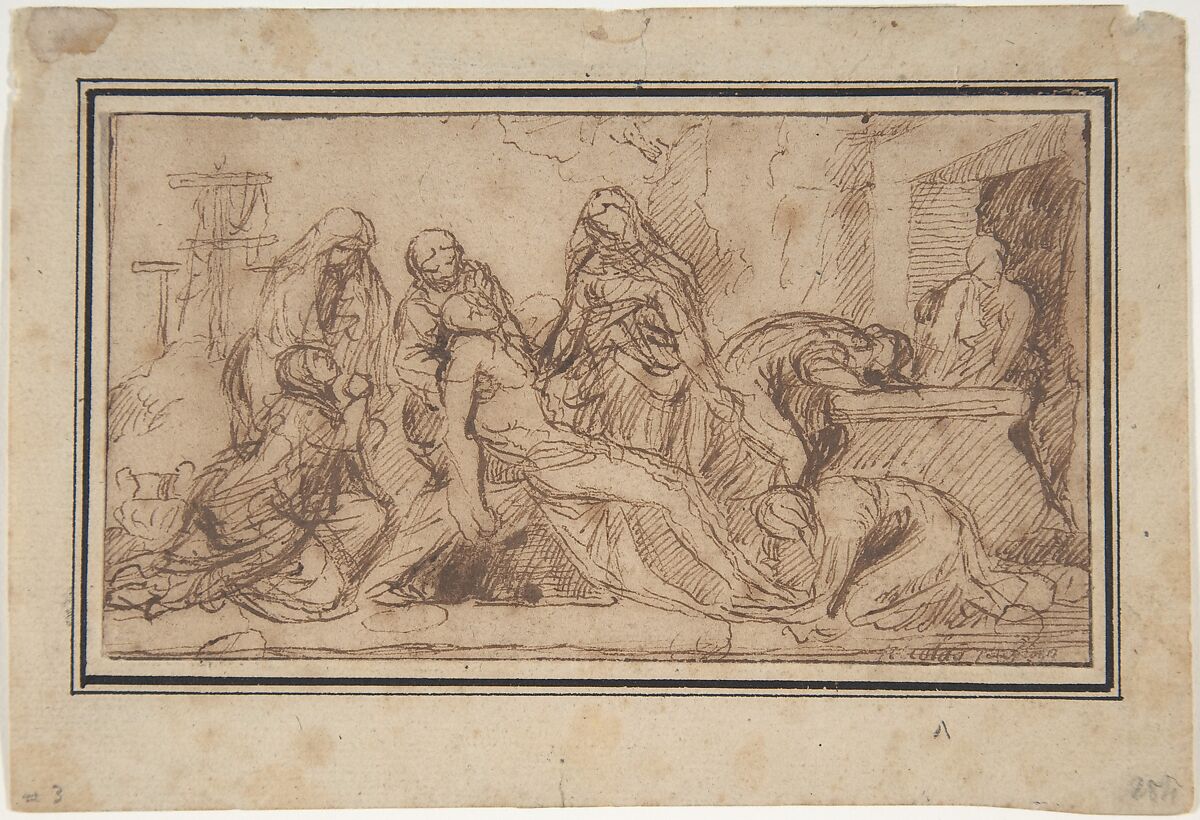 The Entombment, Nicolas Poussin  French, Pen and brown ink