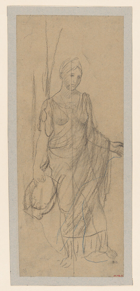 A Muse of Poetry, Pierre Puvis de Chavannes (French, Lyons 1824–1898 Paris), Graphite and chalk on paper 