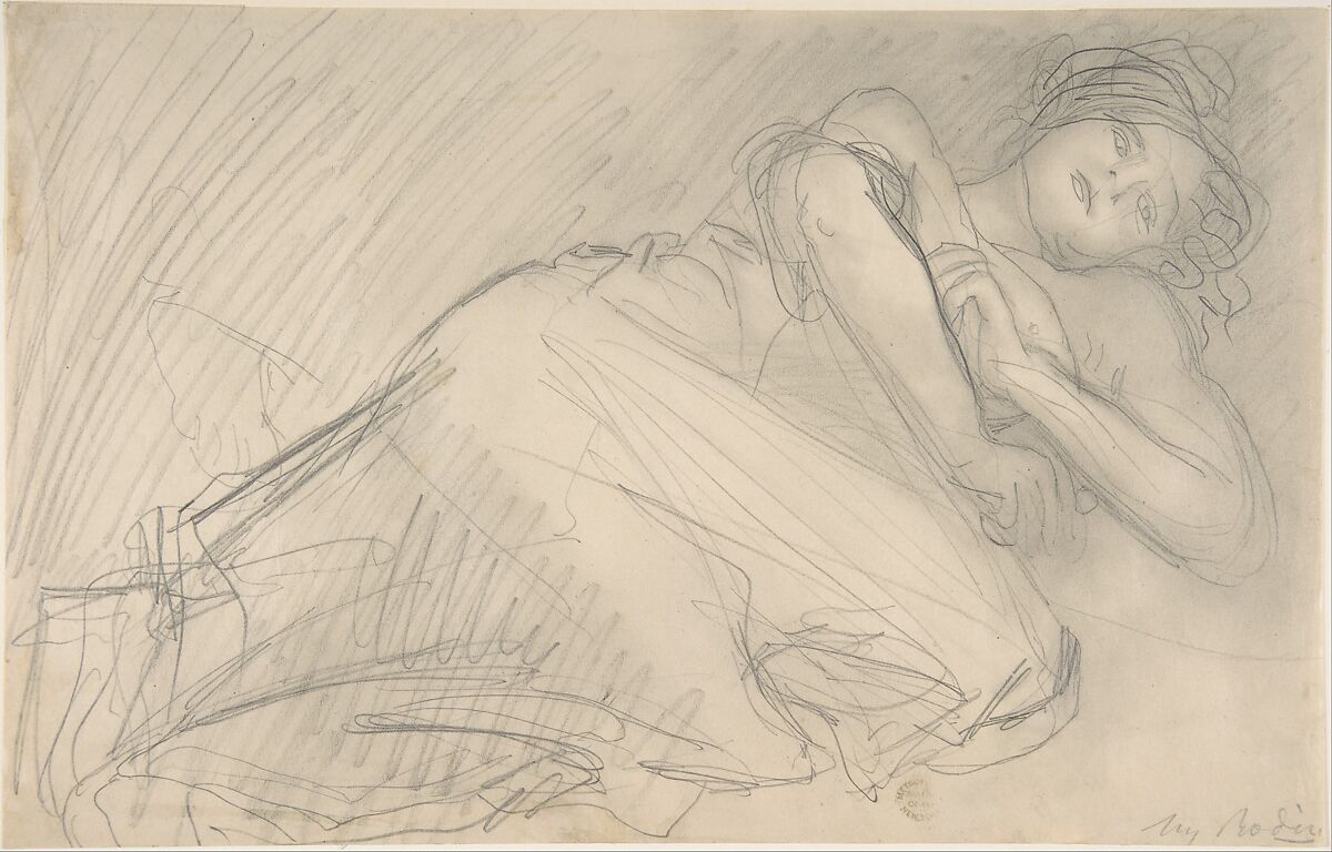 The Abandoned, Auguste Rodin (French, Paris 1840–1917 Meudon), Graphite with stumping 