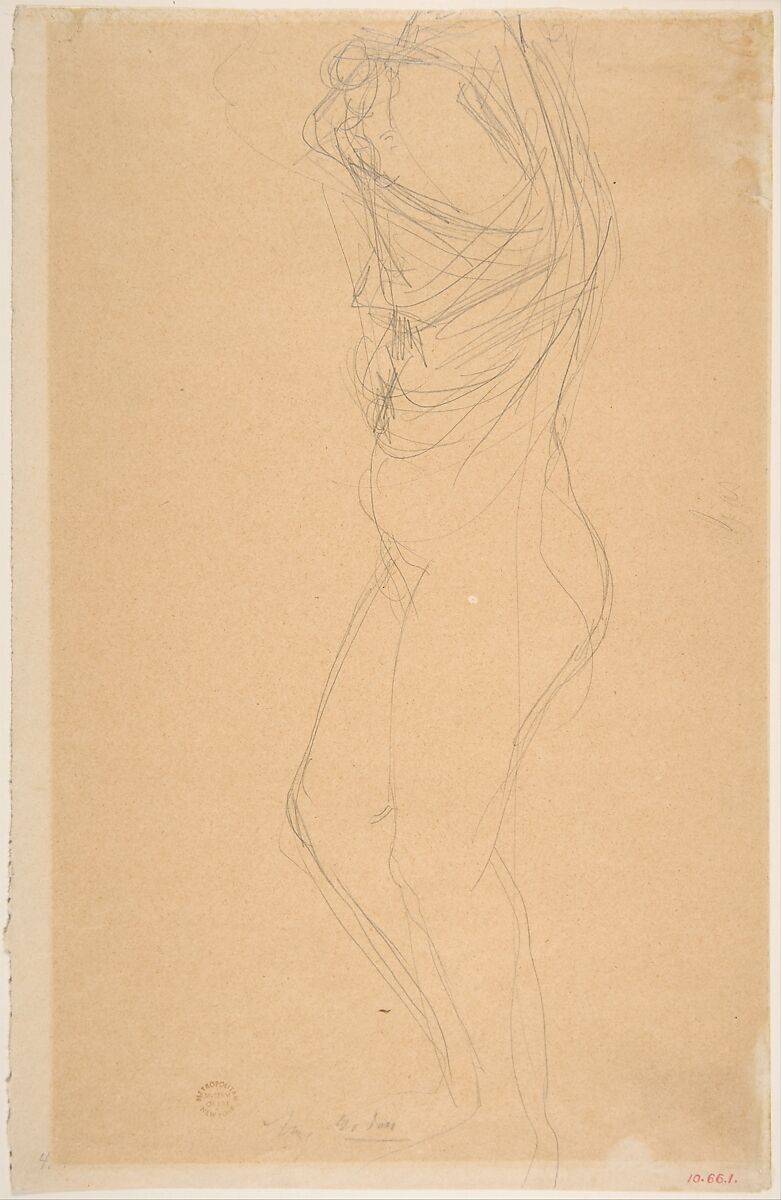 Figure Disrobing, Auguste Rodin (French, Paris 1840–1917 Meudon), Graphite 