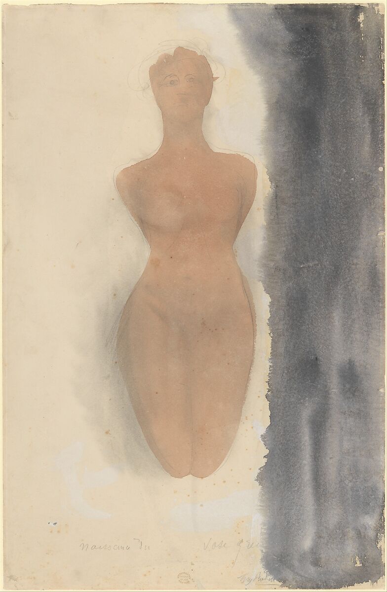 Origin of the Greek Vase, Auguste Rodin (French, Paris 1840–1917 Meudon), Graphite, watercolor, and gouache 