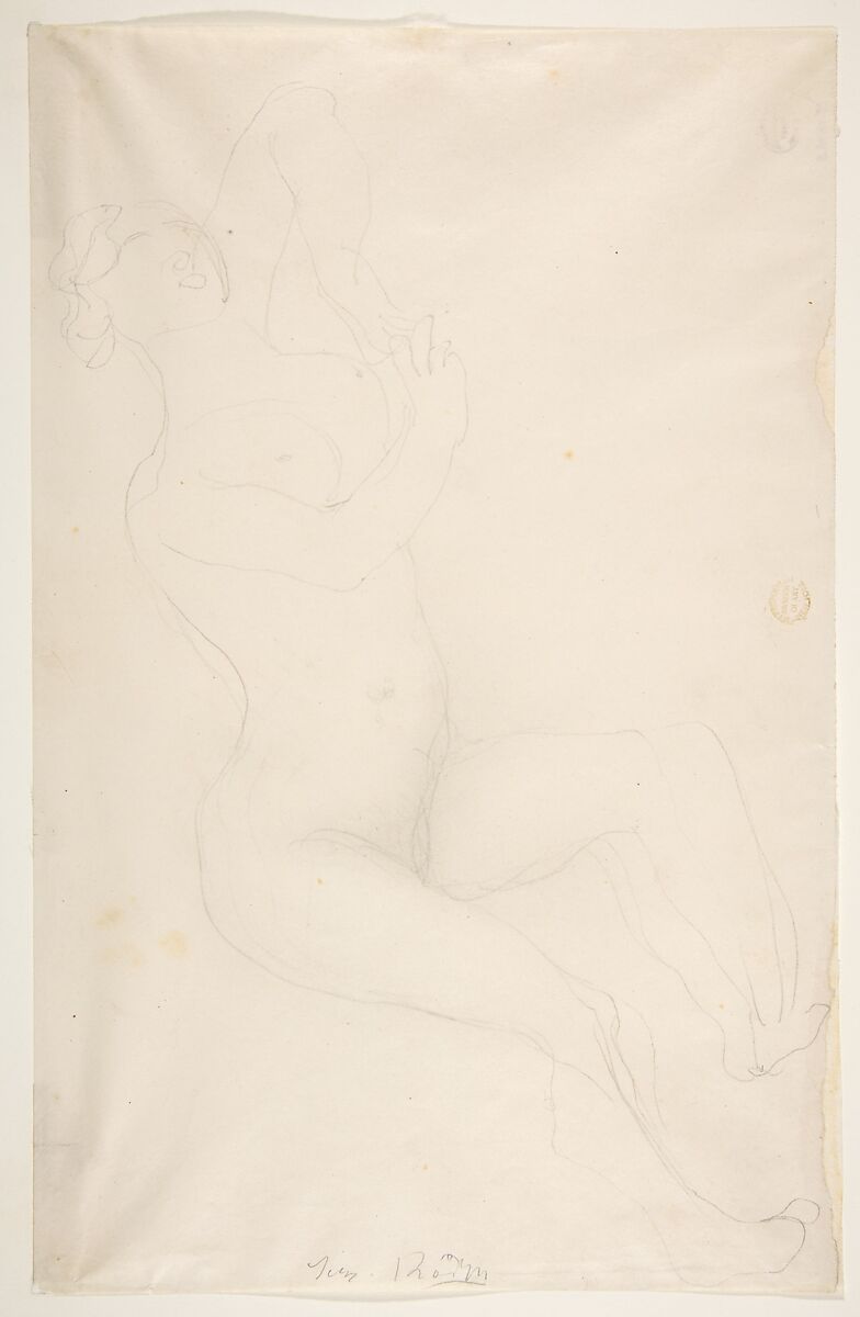Reclining nude female figure, Auguste Rodin (French, Paris 1840–1917 Meudon), Graphite 