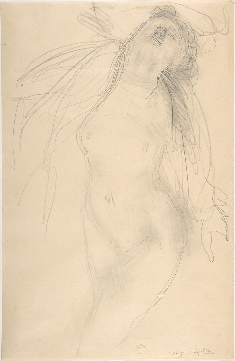 Female nude reclining, Auguste Rodin (French, Paris 1840–1917 Meudon), Graphite with stumping 