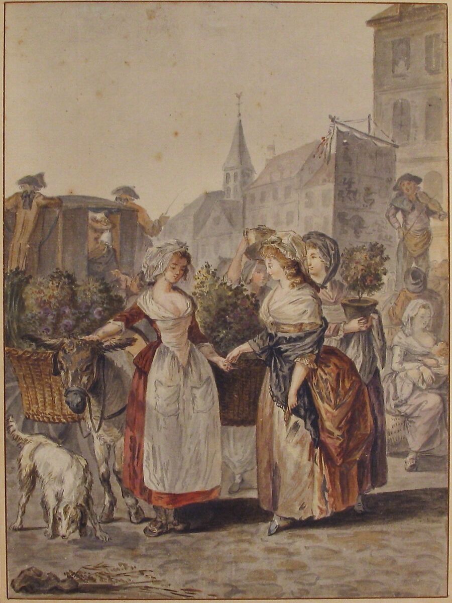 The Flower Girl (La Petite Marchande de Fleurs), Antoine Louis François Sergent Marceau (French, Chartres 1751–1847 Nice), Watercolor