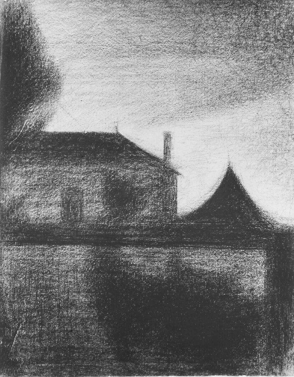 House at Dusk (La Cité), Georges Seurat (French, Paris 1859–1891 Paris), Conté crayon