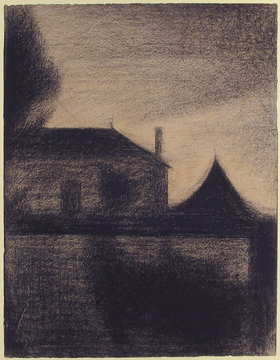 House at Dusk (La Cité), Georges Seurat (French, Paris 1859–1891 Paris), Conté crayon