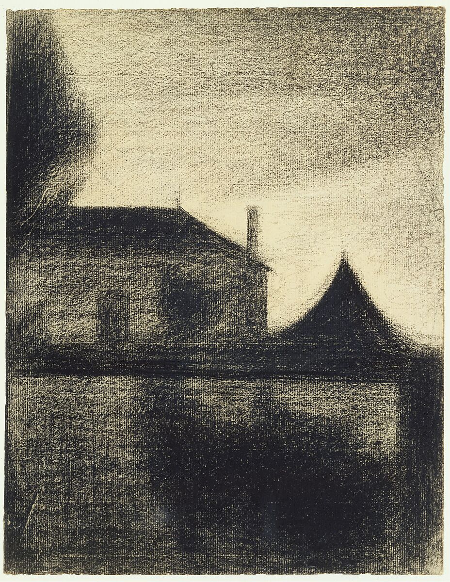 House at Dusk (La Cité), Georges Seurat (French, Paris 1859–1891 Paris), Conté crayon