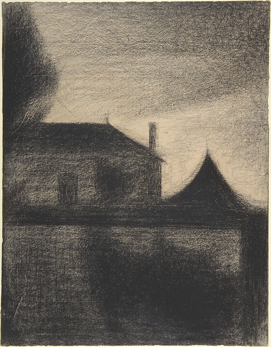 House at Dusk (La Cité), Georges Seurat (French, Paris 1859–1891 Paris), Conté crayon 