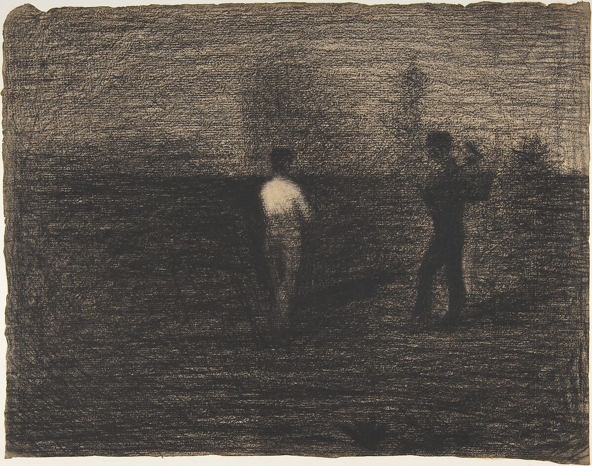 Peasants, Georges Seurat (French, Paris 1859–1891 Paris), Conté crayon 