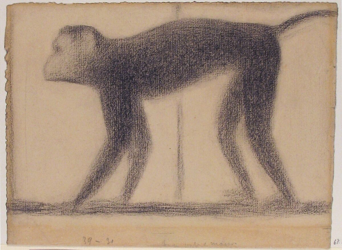 Monkey, Georges Seurat (French, Paris 1859–1891 Paris), Conté crayon
