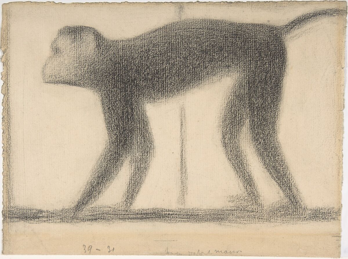 Monkey, Georges Seurat  French, Conté crayon