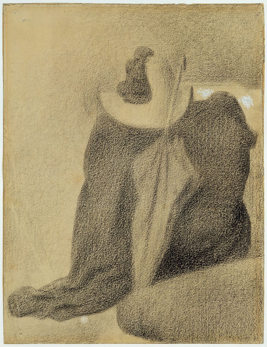 Still Life with Hat, Parasol, and Clothes on a Chair, Georges Seurat (French, Paris 1859–1891 Paris), Conté crayon and white gouache