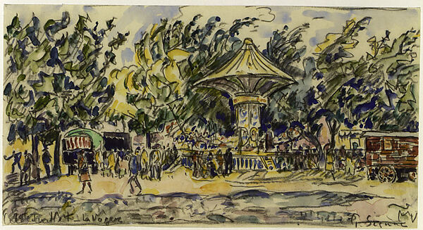 Village Festival (La Vogue), Paul Signac (French, Paris 1863–1935 Paris), Black chalk and watercolor