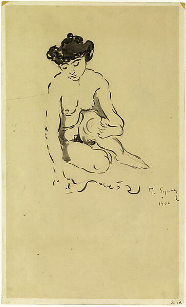 Seated Nude Woman, Paul Signac (French, Paris 1863–1935 Paris), Brush, ink, and graphite on paper