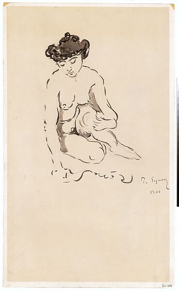 Seated Nude Woman, Paul Signac (French, Paris 1863–1935 Paris), Brush, ink, and graphite on paper