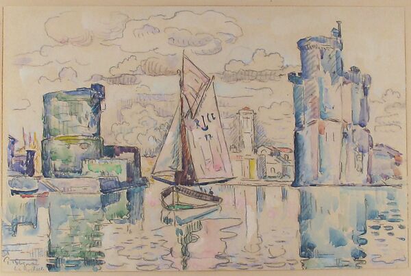 Entrance to the Harbor of La Rochelle, Paul Signac (French, Paris 1863–1935 Paris), Graphite and watercolor on paper