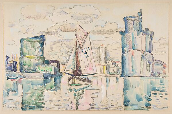 Entrance to the Harbor of La Rochelle, Paul Signac (French, Paris 1863–1935 Paris), Graphite and watercolor on paper 