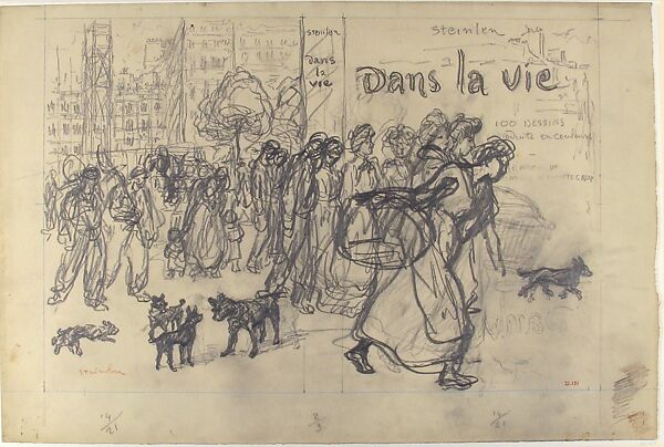 Dans la Vie (Study for Book Cover), Théophile-Alexandre Steinlen (French (born Switzerland), Lausanne 1859–1923 Paris), Graphite