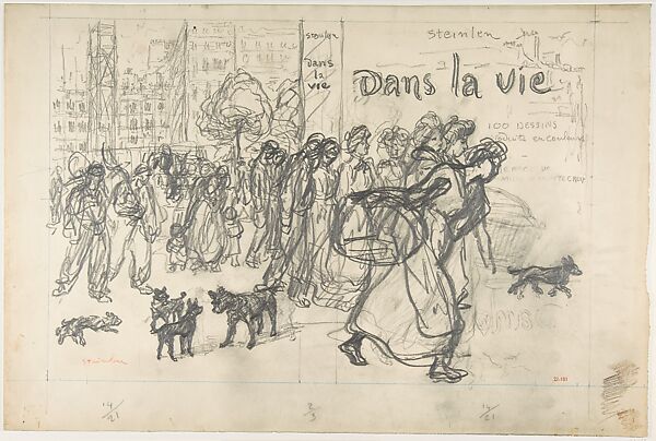 Dans la Vie (Study for Book Cover), Théophile-Alexandre Steinlen (French (born Switzerland), Lausanne 1859–1923 Paris), Graphite 