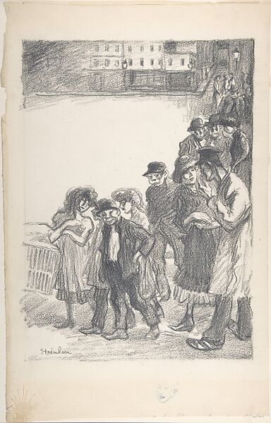 Street Crowd, Théophile-Alexandre Steinlen (French (born Switzerland), Lausanne 1859–1923 Paris), Black chalk on paper 