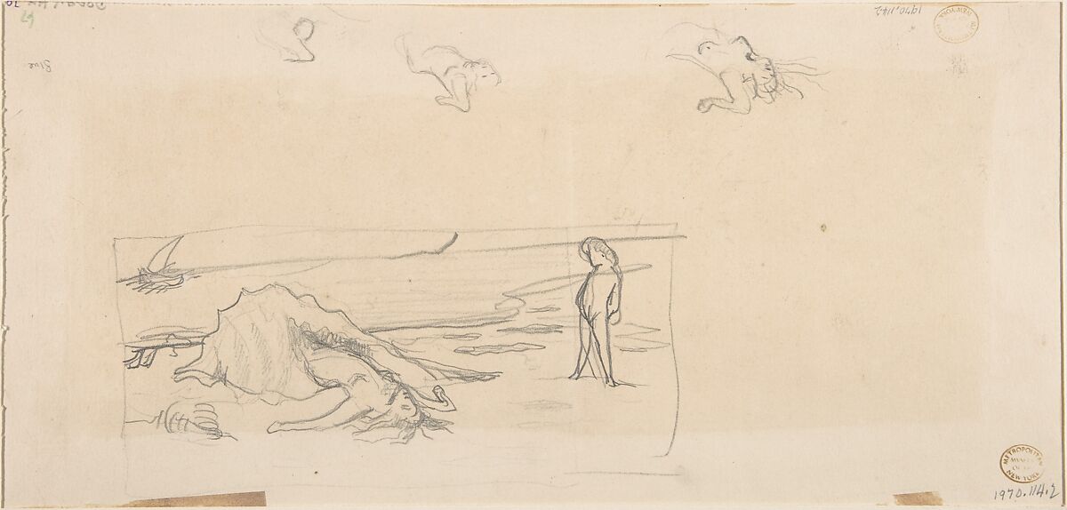 The Departure of the Prodigal Son, James Tissot (French, Nantes 1836–1902 Chenecey-Buillon), Point of brush and brown ink, brush and brown wash, over graphite (recto); graphite (verso)