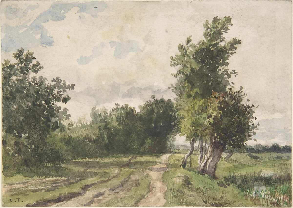 Landscape, Constant Troyon (French, Sèvres 1810–1865 Paris), Watercolor 